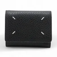 メゾンマルジェラ 4ステッチ レザー コンパクトウォレット ブラック