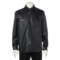 ショット レザー シャツ L ブラック
