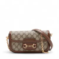 グッチ GGスプリーム ホースビット 1955 PVC 2WAYショルダーバッグ ベージュ