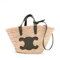 セリーヌ トリオンフ パニエ ラフィア×レザー カゴバッグ ベージュ