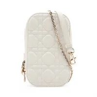 クリスチャンディオール カナージュ フォンホルダー レザー 2WAYショルダーバッグ ホワイト