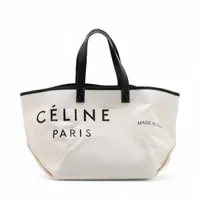 セリーヌ メイドイントート ミディアム キャンバス トートバッグ ホワイト