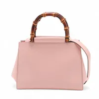 グッチ バンブー ニムフェア レザー 2WAYハンドバッグ ピンク