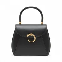 カルティエ パンテール レザー ハンドバッグ ブラック