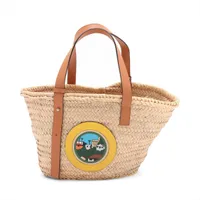 ロエベ×ケンプライス バスケットラージ ラフィア カゴバッグ ベージュ