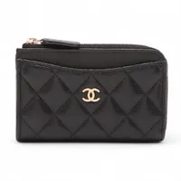 シャネル マトラッセ キャビアスキン ブラック ゴールド金具