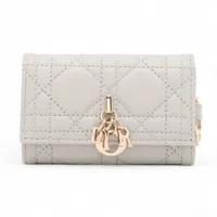 ディオール レディディオール カナージュ レザー キーケース グレー