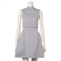 クリスチャンディオール オブリーク ナイロン ノースリーブワンピース I38 グレー