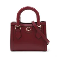 グッチ ダイアナ レザー 2WAYハンドバッグ ボルドー