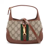 グッチ ジャッキー1961 GGスプリーム PVC ショルダーバッグ ベージュ