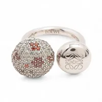 ロエベ アナグラム 925×ラインストーン リング 13 シルバー