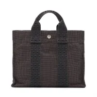 エルメス エールラインPM キャンバス グレー シルバー金具