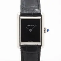 カルティエ タンクマスト WSTA0071 SS×革 QZ 黒文字盤