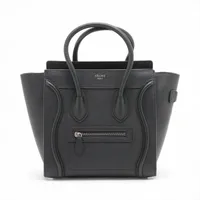 セリーヌ ラゲージ マイクロショッパー レザー ハンドバッグ ブラック