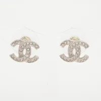 シャネル ココマーク GP×ラインストーン ピアス(両耳用) F25V シルバー