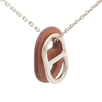 エルメス シェーヌダンクル オーマイヨン GP×革 ネックレス ゴールド