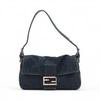フェンディ マンマバケット デニム ショルダーバッグ ブルー
