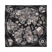 エルメス カレ90 PLANIFLEURS プラニフルール シルク スカーフ ブラック