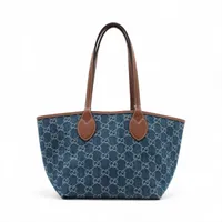 グッチ GGデニム デニム リバーシブルトートバッグ ブルー