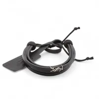 サンローラン カサンドラ メタル×レザー ブレスレット ブラック