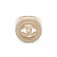 シャネル ココマーク GP×ラインストーン ブローチ 174 ゴールド AB