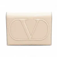 ヴァレンティノ Vロゴ レザー コンパクトウォレット ベージュ