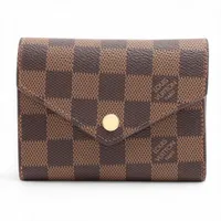 ヴィトン ダミエ ポルトフォイユヴィクトリーヌ N41659 コンパクトウォレット ブラウン×レッド