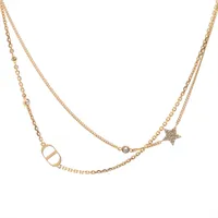 ディオール Petit CD プチCD GP×ラインストーン ネックレス ゴールド