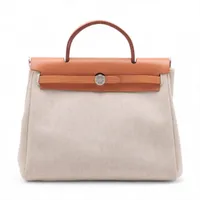 エルメス エールバッグPM トワルアッシュ ベージュ シルバー金具