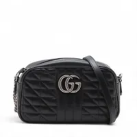 グッチ GGマーモント レザー チェーンショルダーバッグ ブラック