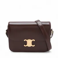 セリーヌ トリオンフ ハート PVC×レザー ショルダーバッグ ブラウン A