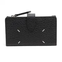 メゾンマルジェラ 4ステッチ レザー コンパクトウォレット ブラック