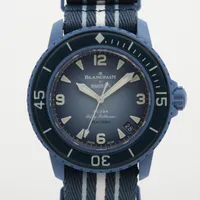 ブランパン×スウォッチ フィフティファゾムス アークティックオーシャン SO35A100 CE×ナイロン AT 青文字盤