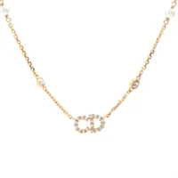 ディオール Clair D Lune クレール ディー リュヌ GP×ラインストーン×フェイクパール ネックレス ゴールド