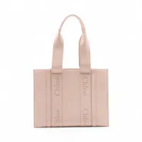 クロエ ウッディ ミディアム レザー トートバッグ ピンク