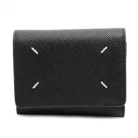 メゾンマルジェラ 4ステッチ レザー コンパクトウォレット ブラック