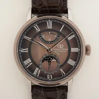 オリエントスター メカニカル ムーンフェイズ SS×革 AT シェル文字盤