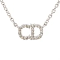 ディオール Clair D Lune クレール ディー リュヌ GP×ラインストーン ネックレス シルバー