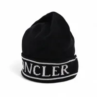 モンクレール BERRETTO TRICOT ウール ニットキャップ 21年 ブラック×ホワイト