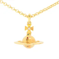 ヴィヴィアンウエストウッド オーブ GP×ラインストーン×カラーストーン ネックレス ゴールド