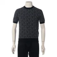 フェンディ ズッカ レーヨン 半袖ニット 22年 44 ブラック