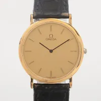 オメガ デヴィル SS×革 QZ シャンパン文字盤