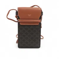 セリーヌ トリオンフ PVC×レザー ポーチ ブラウン