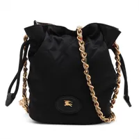 バーバリー ホースシュー ナイロン チェーンショルダーバッグ ブラック