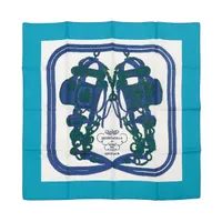 エルメス カレ90 BRIDES de GALA 式典用馬勒 シルク スカーフ ネイビー