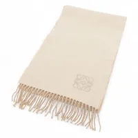 ロエベ アナグラム ウール×カシミヤ マフラー ベージュ×アイボリー