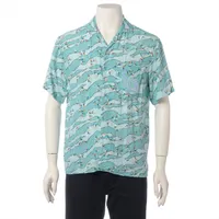 グッチ レーヨン シャツ 44 ブルー