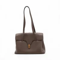 セリーヌ ソフト16セーズ ミディアム レザー ショルダーバッグ グレー