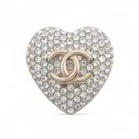 シャネル ココマーク ハート メタル×ラインストーン ブローチ B20S シルバー