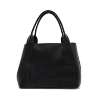 バレンシアガ ネイビーカバス レザー ハンドバッグ ブラック